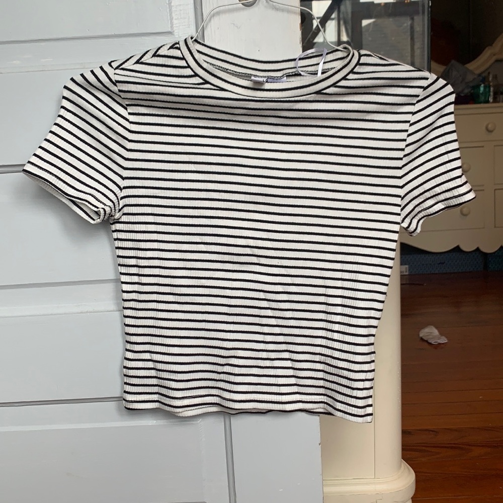 Black and White Striped crop top